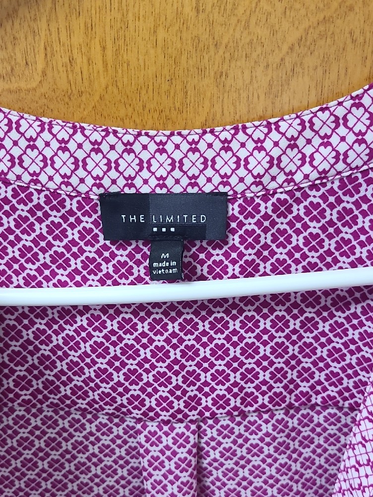 The Limited Fuscia Geometric V-Neck Blouse - Size M — image 2 of 4